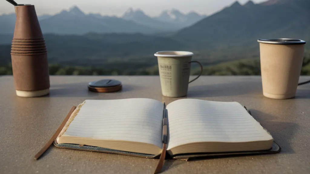 Vaso de agua y cuaderno sobre el escritorio, la pausa que ayuda a manejar el estrés antes de responder al jefe
