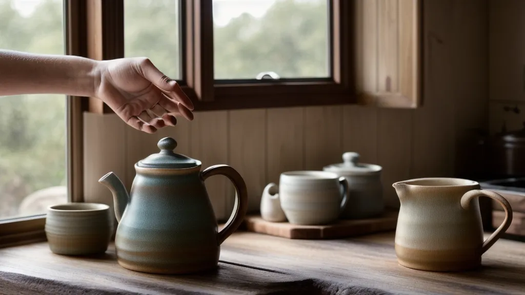 Momento de pausa cotidiana preparando un té en una cocina sencilla.