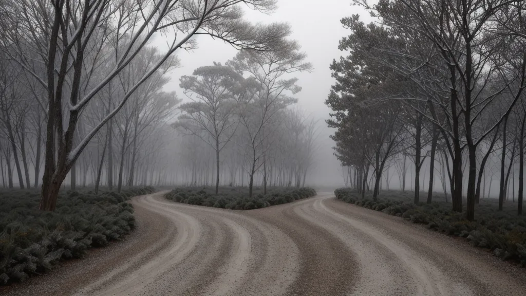 Sendero arbolado en invierno en el Parque General San Martín de Mendoza