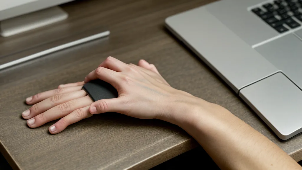 Manos de un trabajador sobre el teclado de una oficina de logística